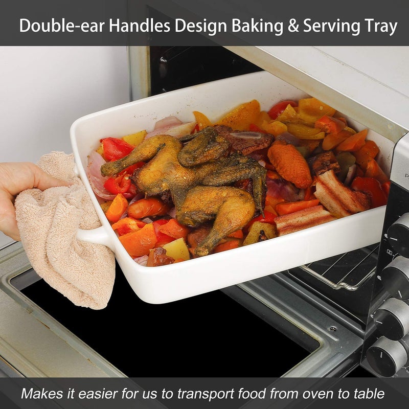 Keponbee Baking Pan Rectangular, Oven Dish Baking Tray, Heavy Duty Ceramic Pans for Cake, Lasagna, Banquet and Daily Use, 3.6 Quart High Capacity - Image 4